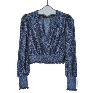 Urban Outfitters Floral Velvet Faux Wrap Top